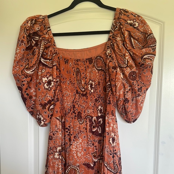 Cleobella Orange Pink Puff Sleeve Sundress - Picture 4 of 6